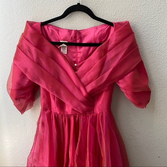 Vintage Watters & Watters pink tulle evening event prom dress gown womens 4