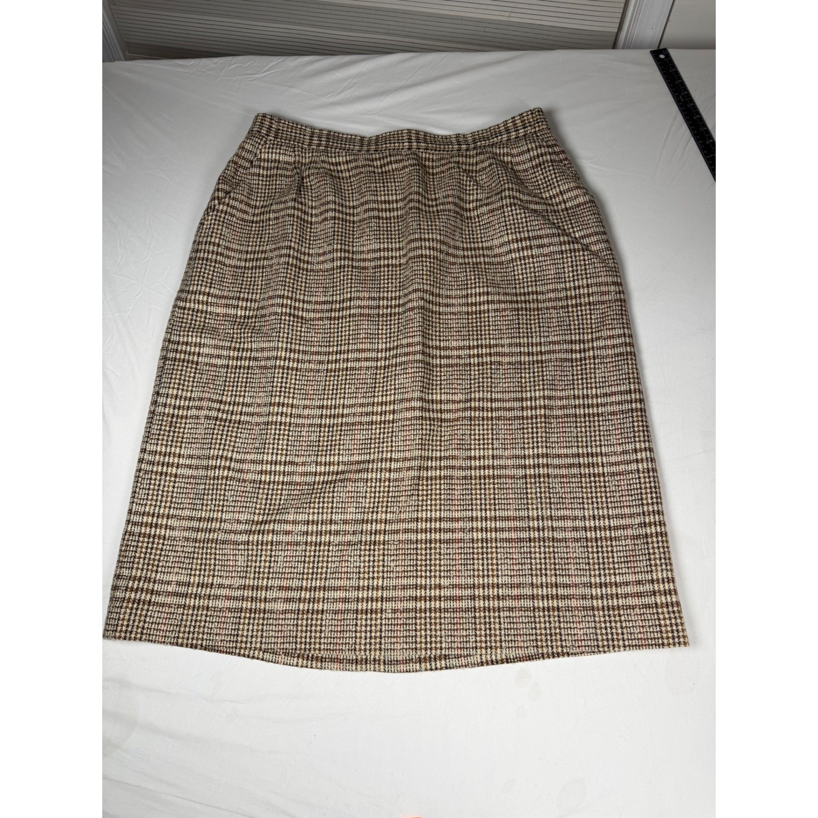 Vintage Evan-Picone Woman 22W 100% Worsted Wool Plaid Skirt Made in USA 70’s’