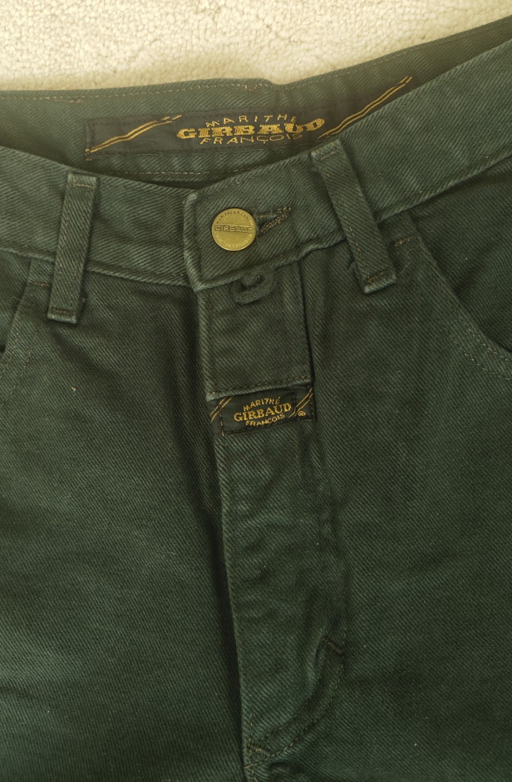 NEW TAGS MARITHE FRANCOIS GIRBAUD PINE GREEN VTG 1990s 7/8 Skinny Cowboy Jeans