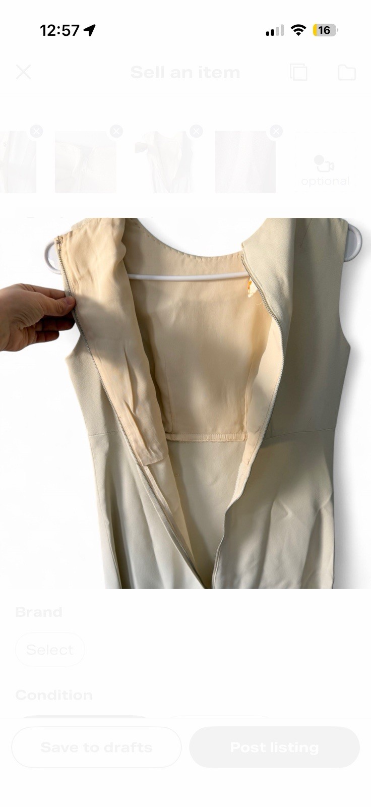 Saks Fifth Avenue 1950’s Cream Dress With Button Accents Small Zipper Back