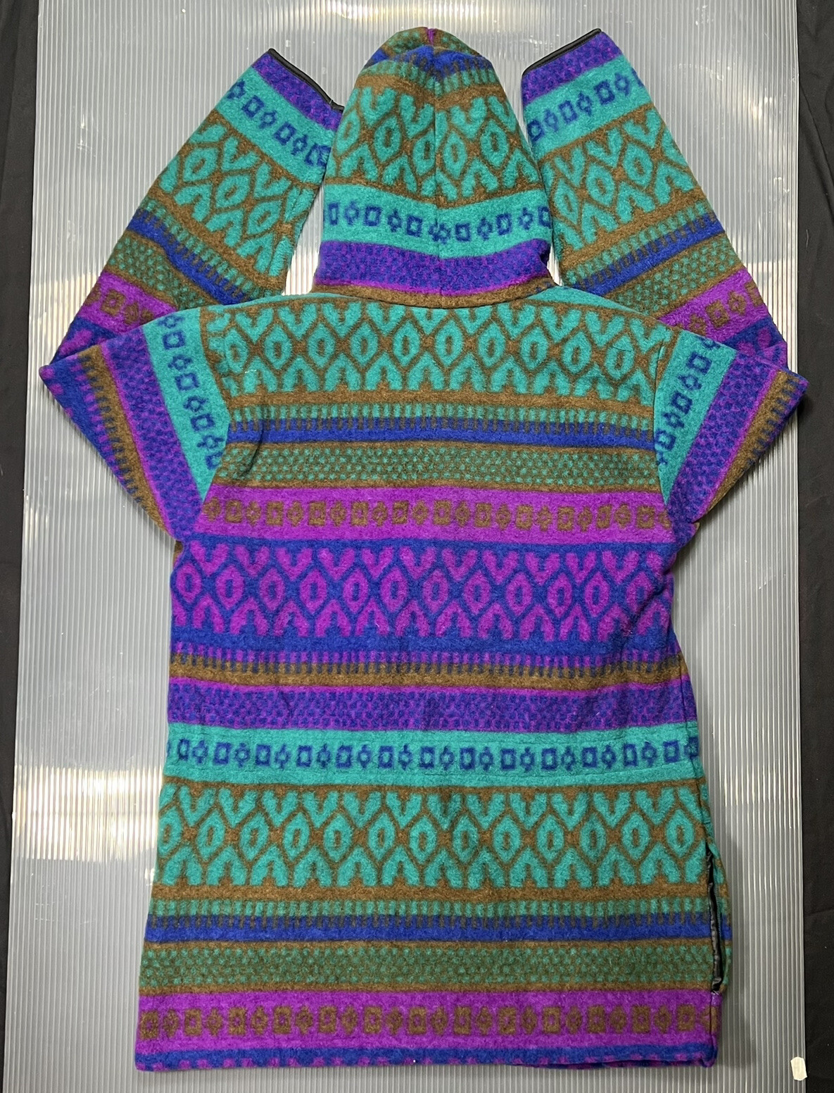 Vintage Sunbuster Geometric Fleece Pullover Hoodie Size M USA Made Style 2607