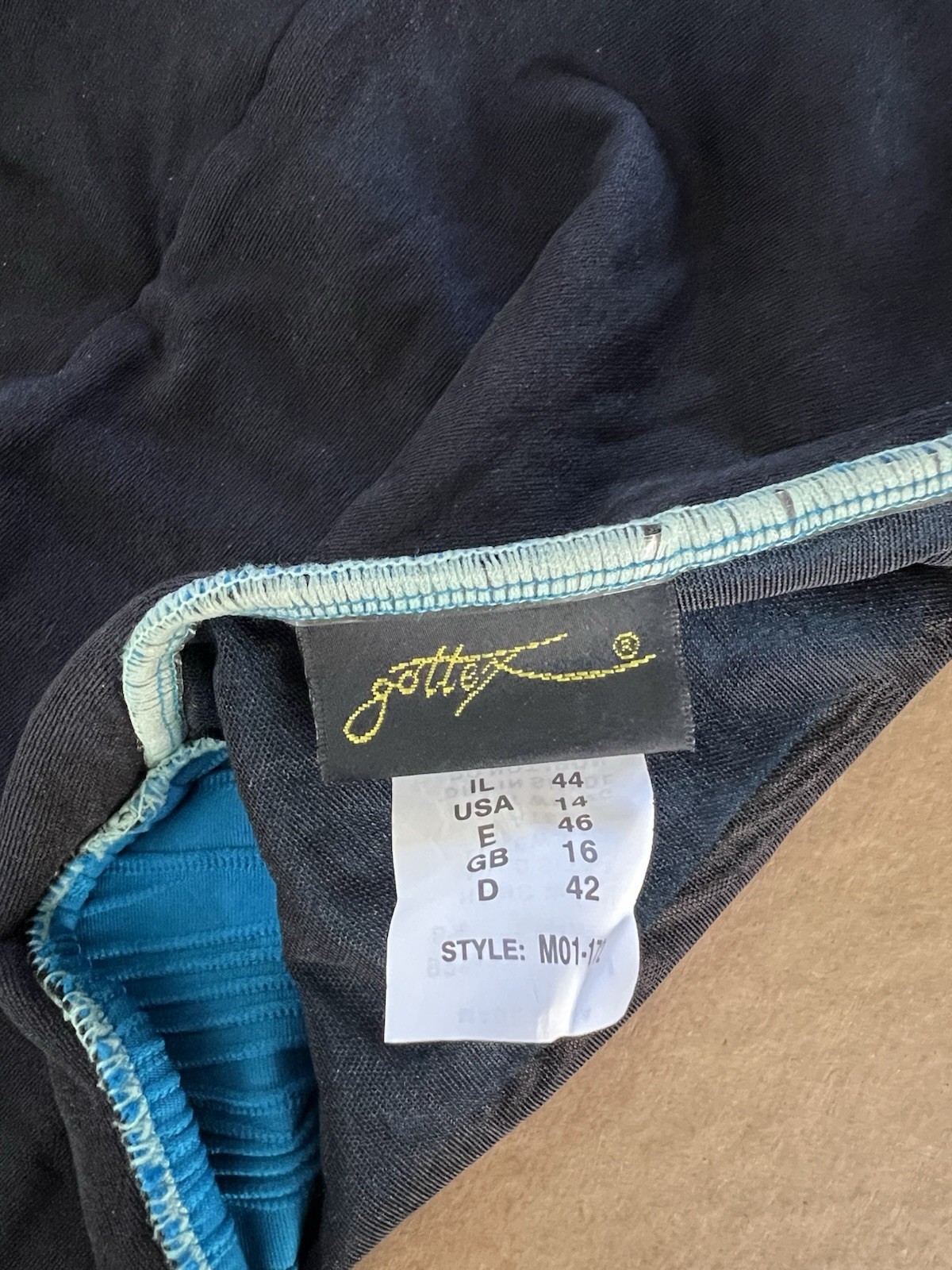 Gottex Swimsuit New Tags High Cut One Piece Lined Blue Vintage Ruched Size 14