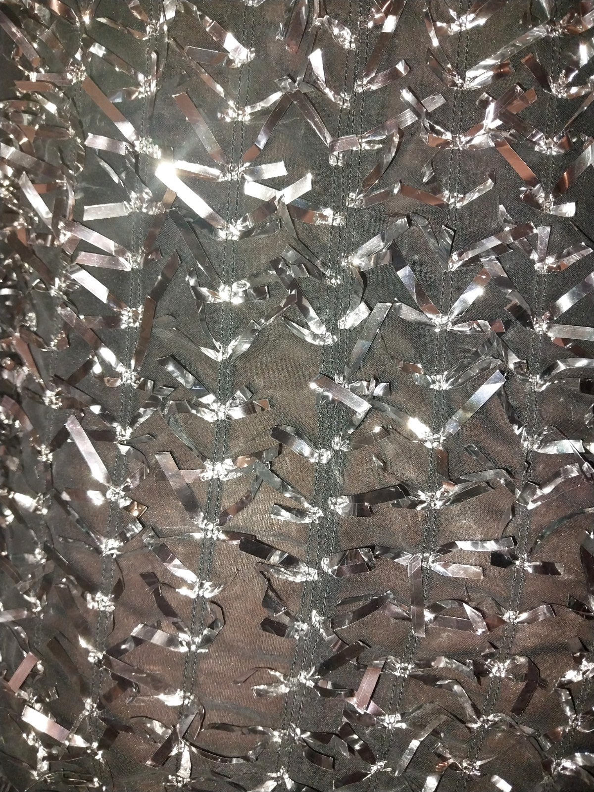 VTG NR1 NITE LIGHTS 80S SILVER FOIL BOWS BLOUSE SHEER CHIFFON BURLESQUE AVANT L
