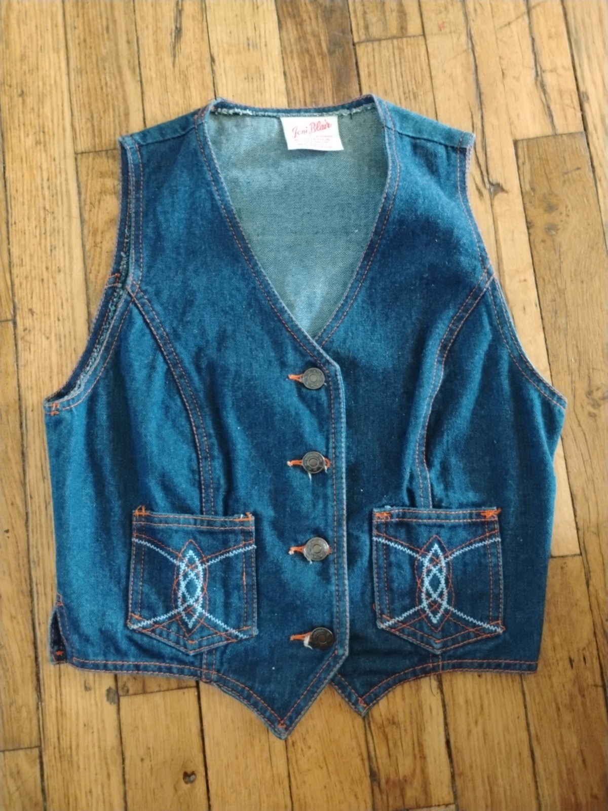Vintage Super 1970S Joni Blair Of California Dark Denim Vest Set Size 5