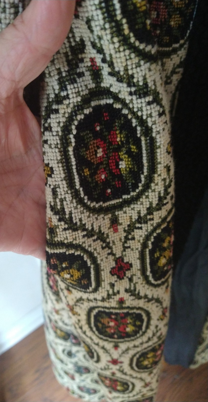 Beauty Custom Vintage 1960s L Medallion Floral Tapestry Lamb Contrast Maxi Coat