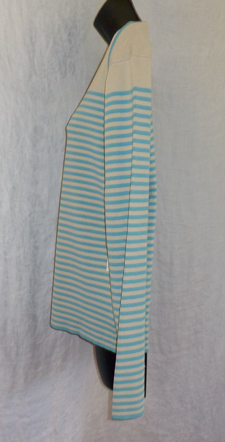 Vintage Pursuits ltd. Knit Top Size L NWT Blue Stripe Rayon Blend Long Sleeves