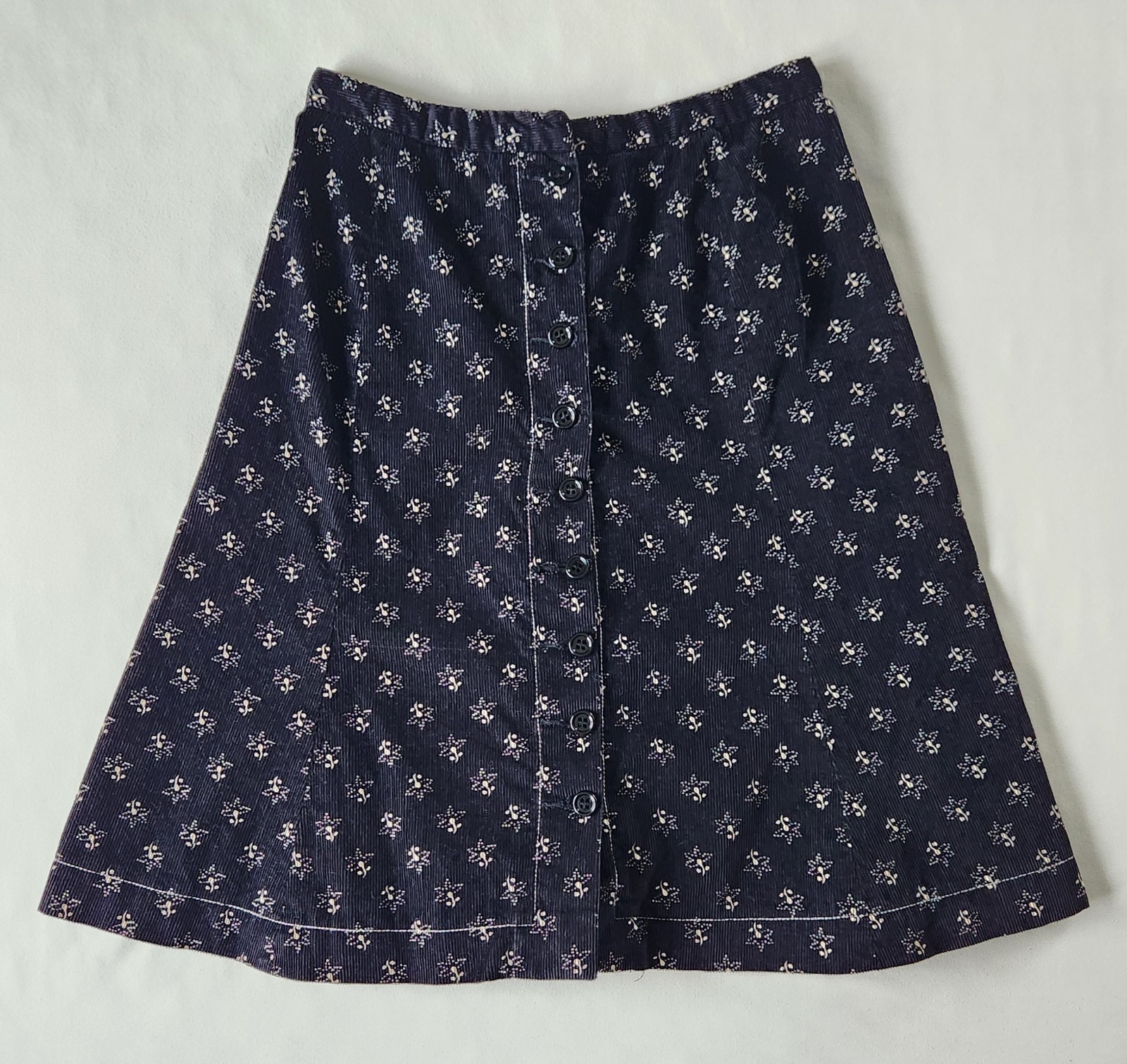Vtg 60’s/70’s Floral Corduroy A-line Skirt Size XS Cottagecore Boho Whimsigoth