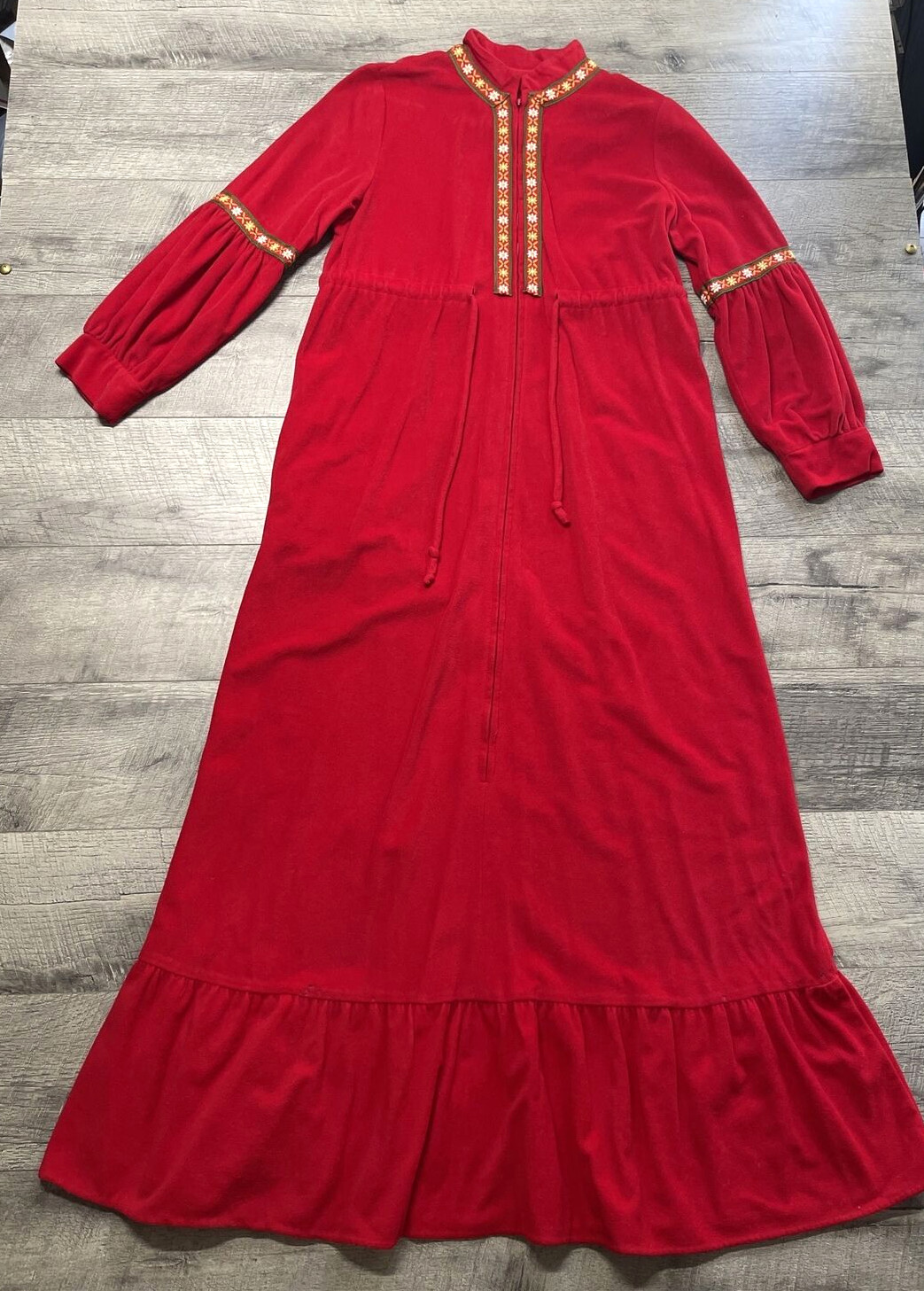Vintage Lounge Craft Nightgown Housecoat Womens Medium Zip Pocket Long Robe USA