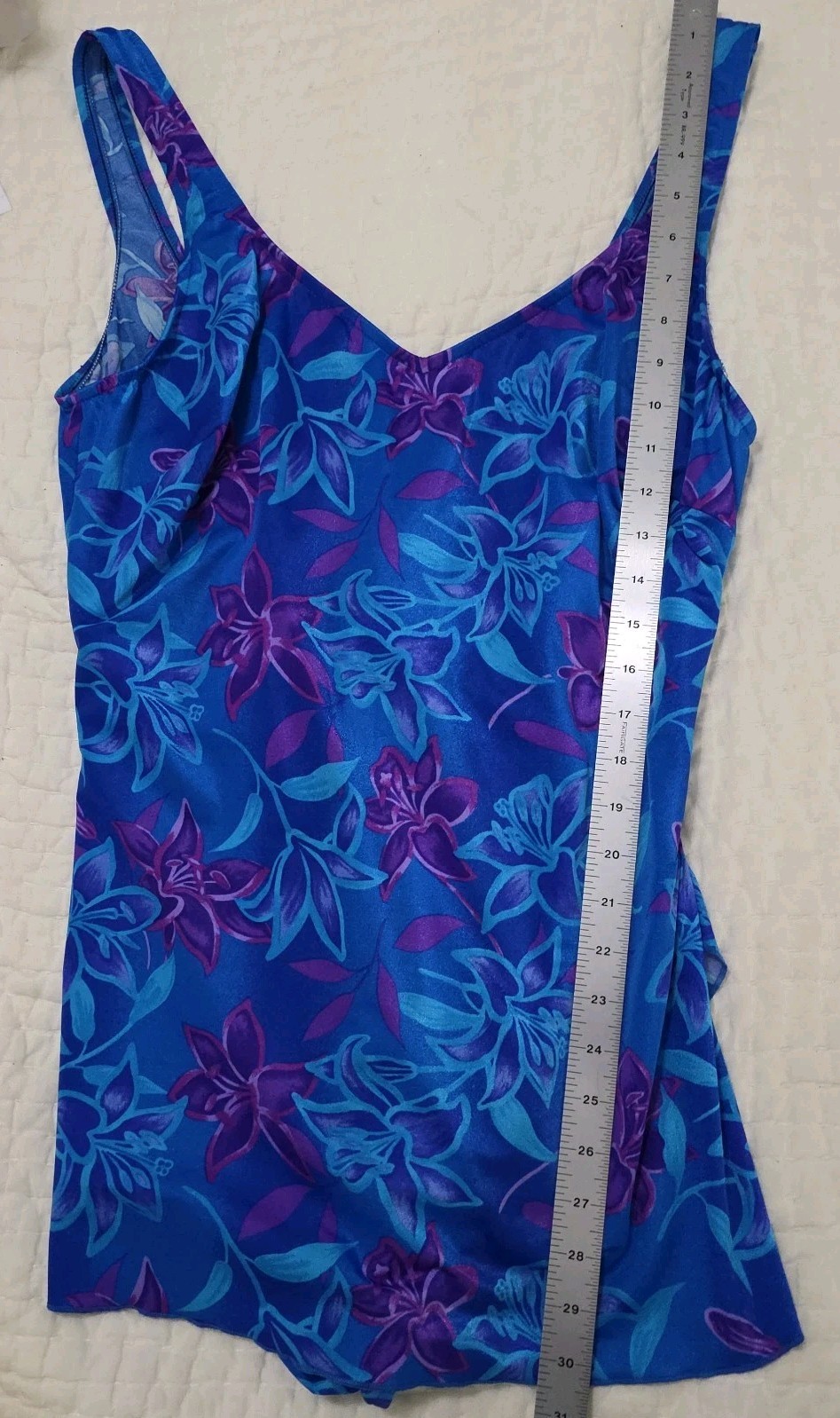 Maxine of Hollywood Womens Swimdress Swimsuit Blue Purple Sz 24W Vintage