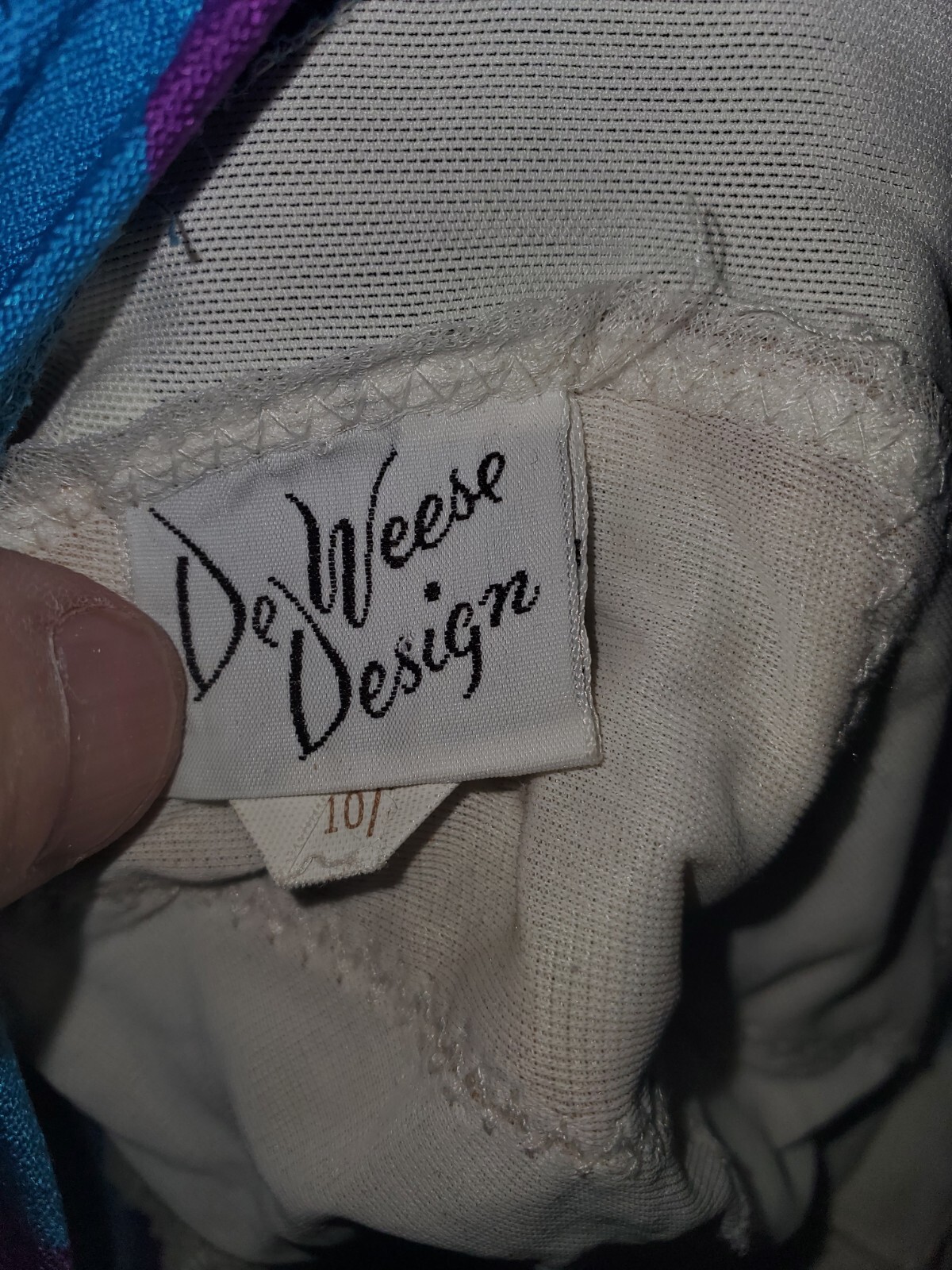 VTG 60s De Weese Design Sz 10/32 blue & purple stripe One Piece Swimsuit Pinup