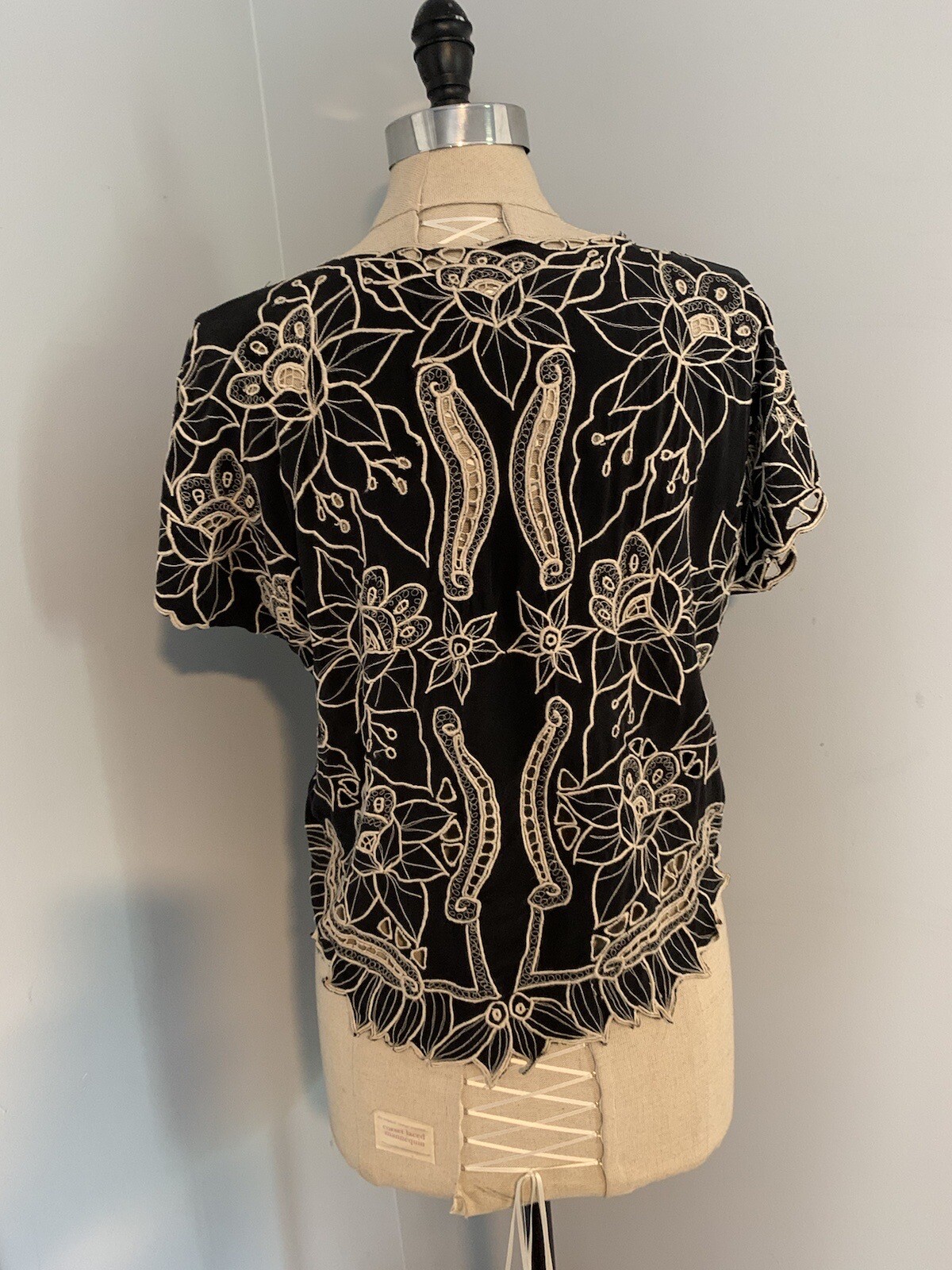 Vintage 70s Cut Work Embroidery Top Edwardian Boho Victorian Revival 1920s Goth
