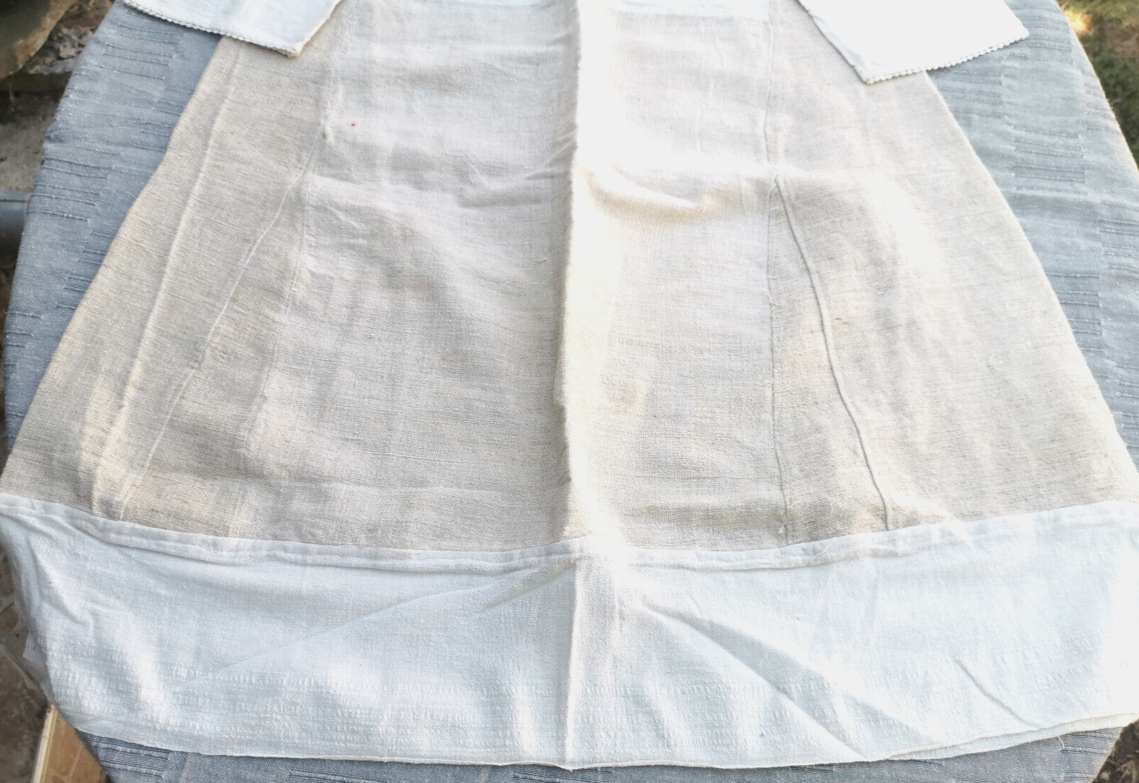 OLD PRIMITIVE WOMENs LONG WHITE SHIRT HOMESPUN FABRIC HEMP CLOTH