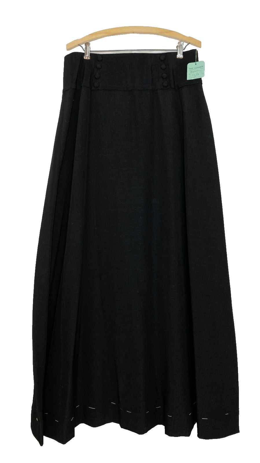 NWT Antique 1900s black maxi skirt XL 32 wool vintage Edwardian walking plus