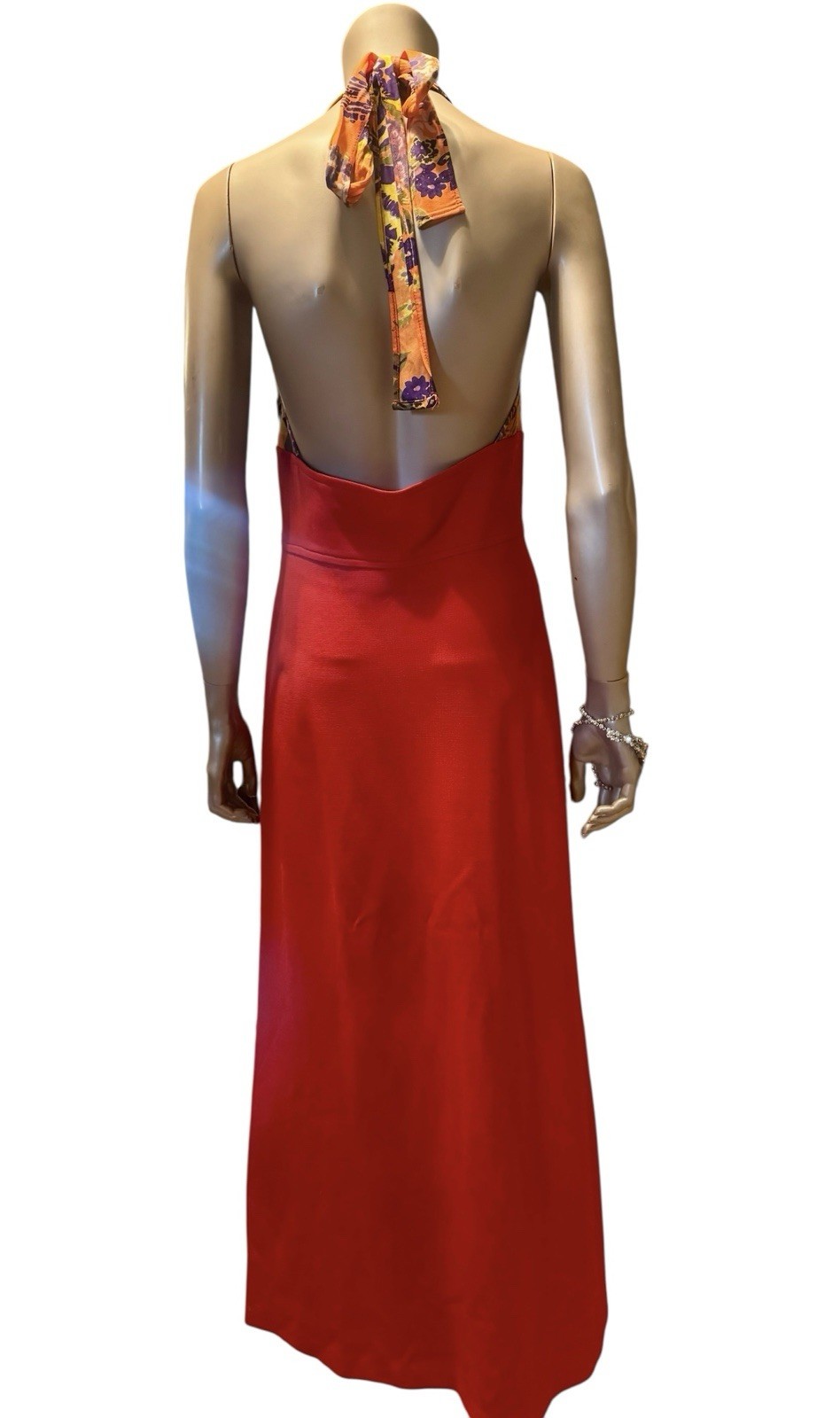 Vintage 1970s Deep V Halter Dress