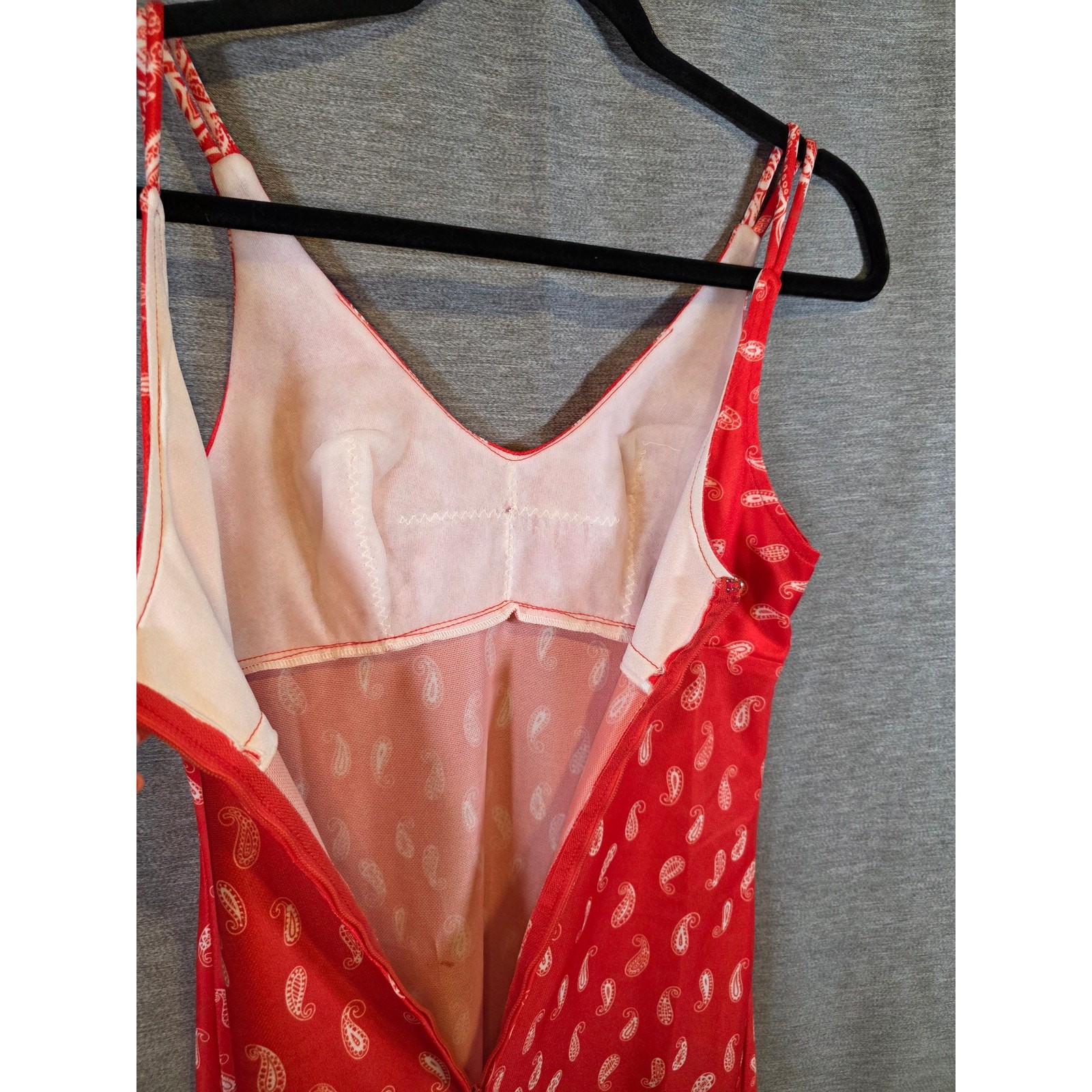 Vintage 70s Jack Hartley Inc Miami Red Bandana Boho Dress Sz Sm *READ*