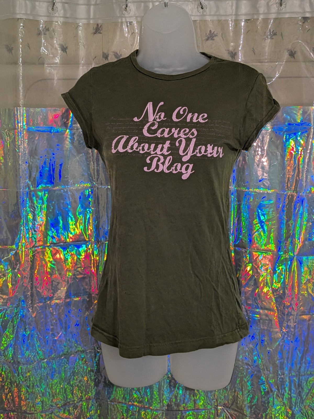 VTG Y2K freedom by next era Dark Green Scene Kid Novelty Graphic BabyDoll Tee XS