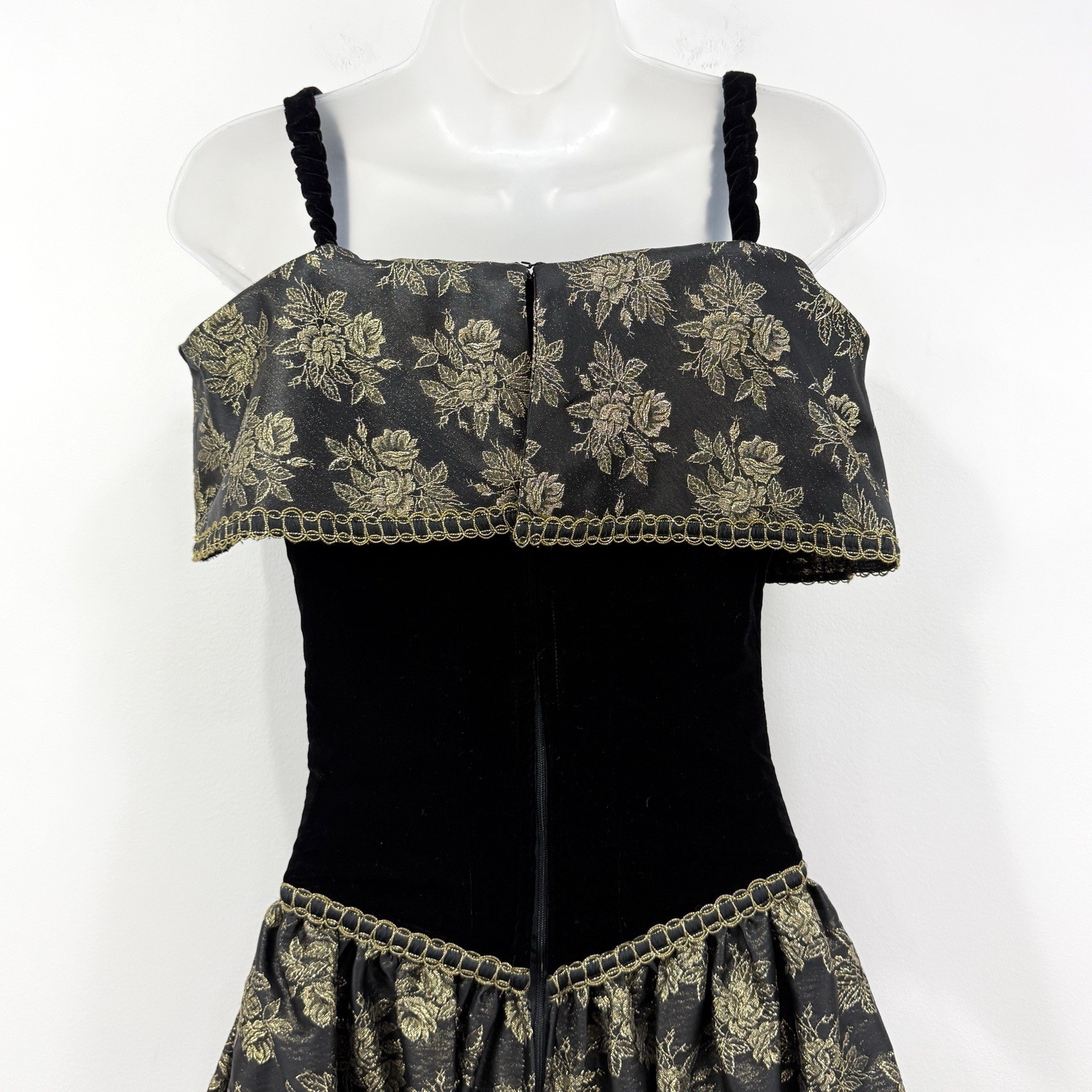 VTG 80s Cachet By Bari Protas Dress Women’s XS Whimsigoth Gatsby Gala Velvet USA