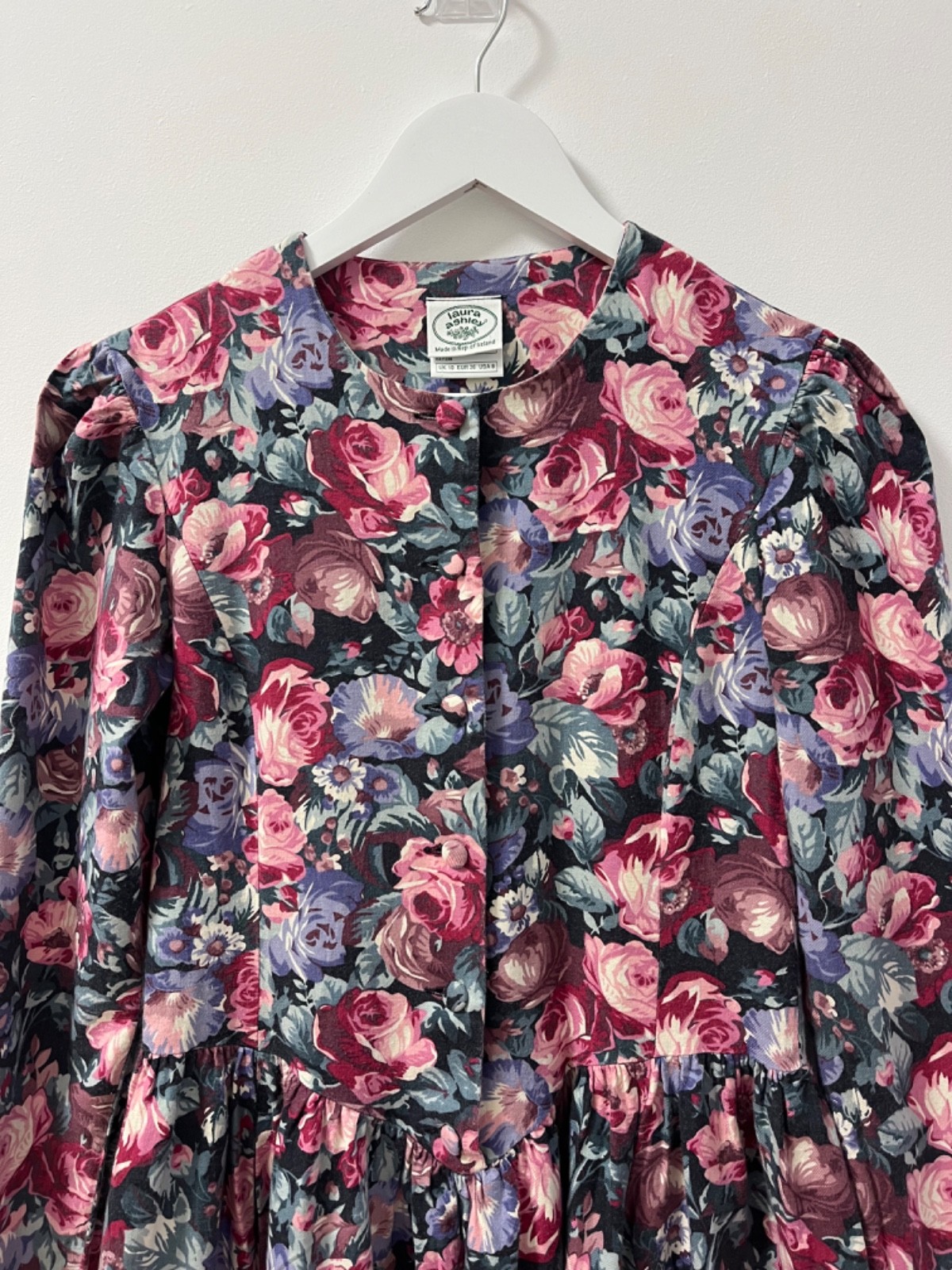 Vintage Laura Ashley Floral Prairie Dress UK 10 Cottagecore Midi Dress
