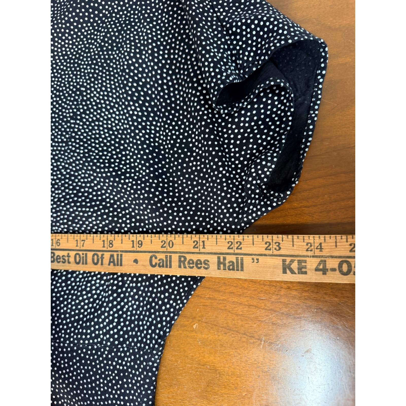Retro 90’s A-Line Dress Womens S Black Polka Dot Midi Rayon Vintage