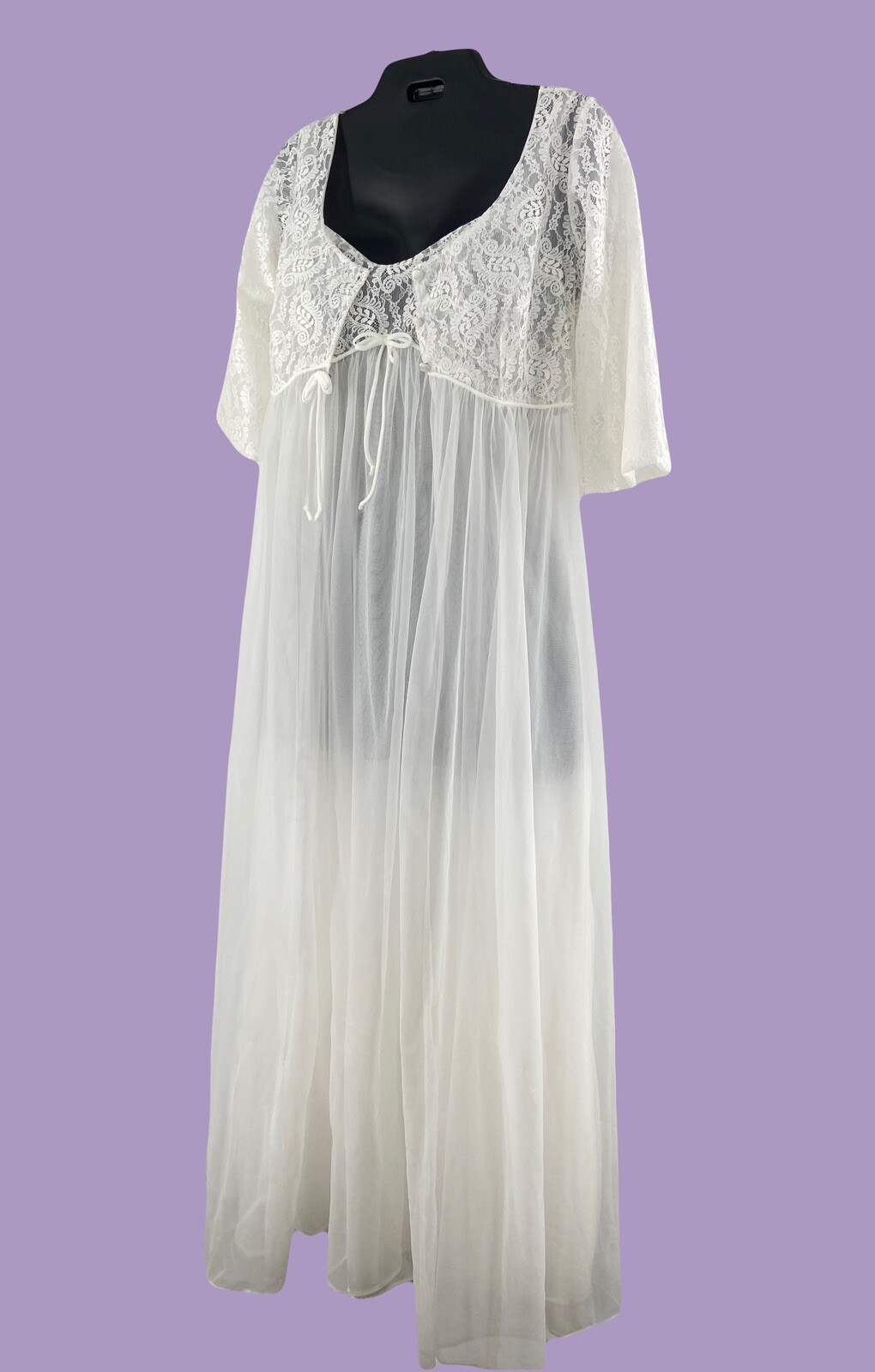 Vtg Lisette Al Sterling Lingerie Nightgown Bridal Peignoir Robe Set Size 32