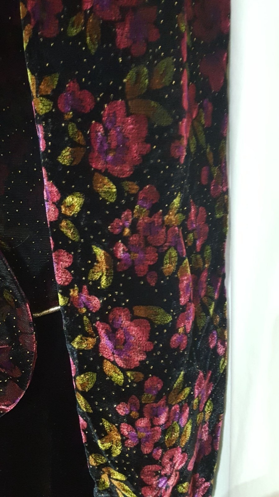 Vintage 80s dress velvet beaded Lisa Michael’s petite 8 floral strong shoulder