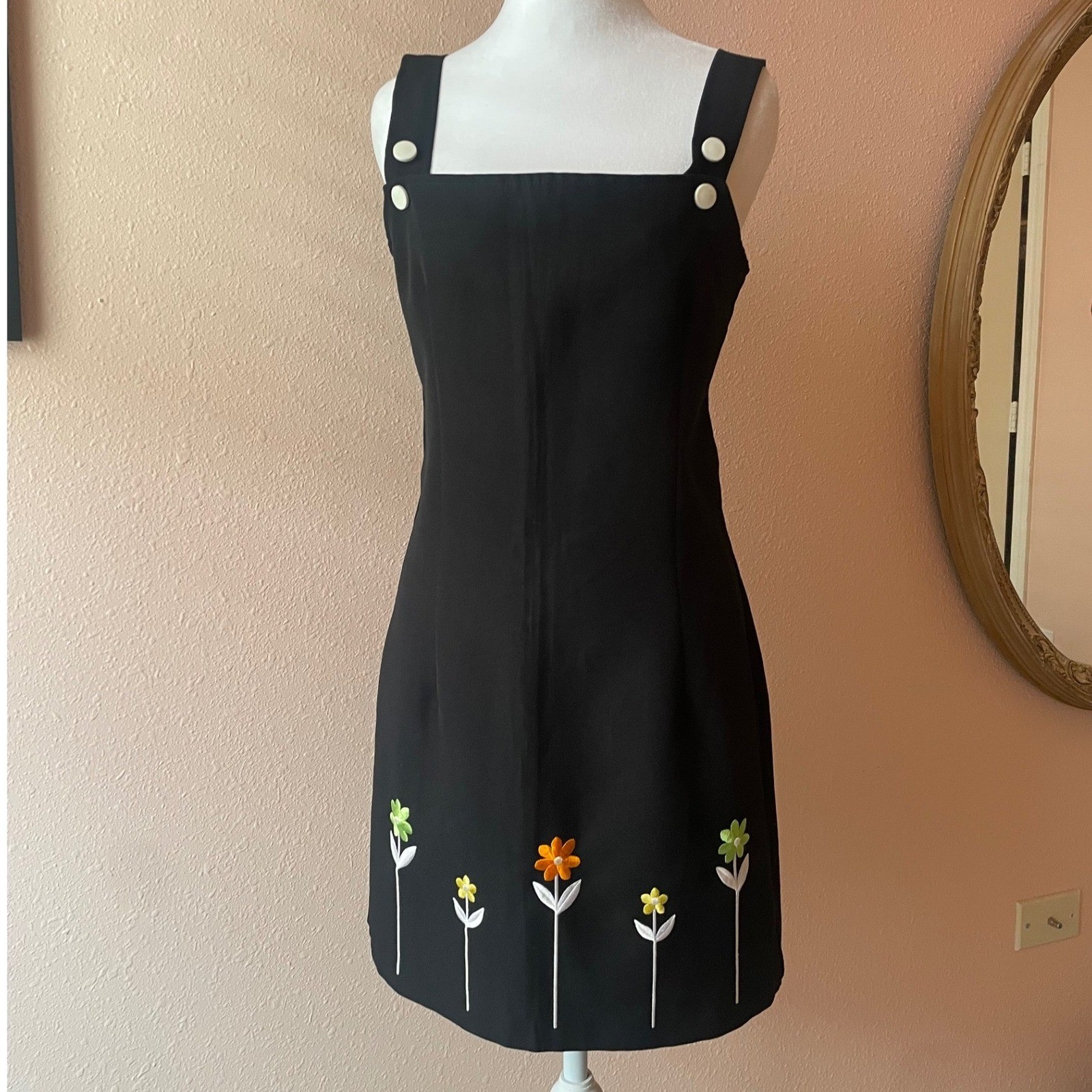 Vintage 90s Floral Cottagecore Overall Dress