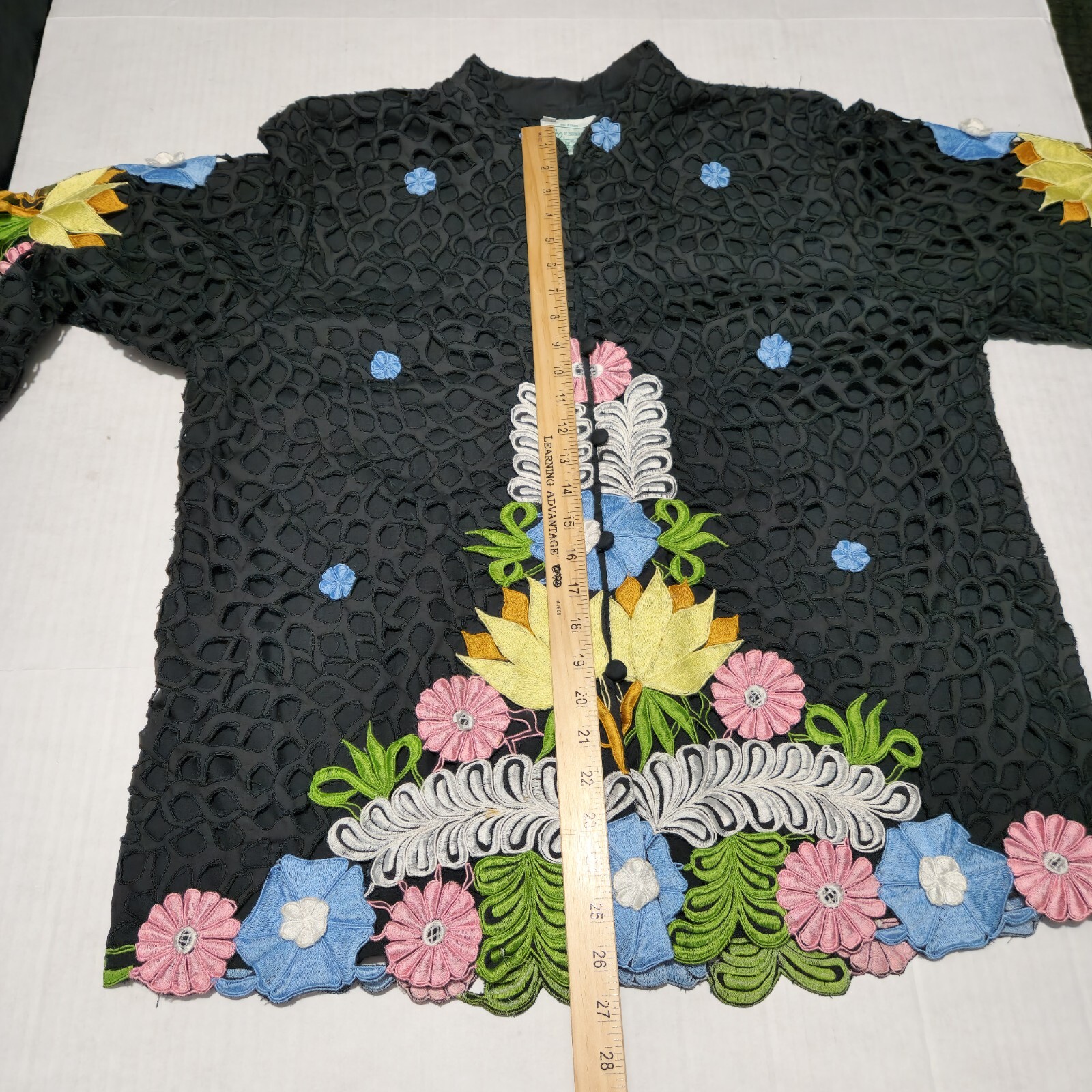 Queen Caro Of Honolulu Vtg Floral Embroidered Applique Jacket Hawaiian Art Wear