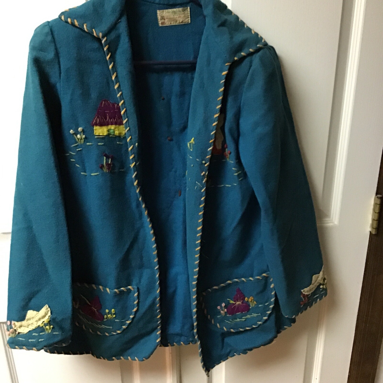 Antique vintage 1940s Mexican souvenir wool jacket. Garcia seal mnos. talla