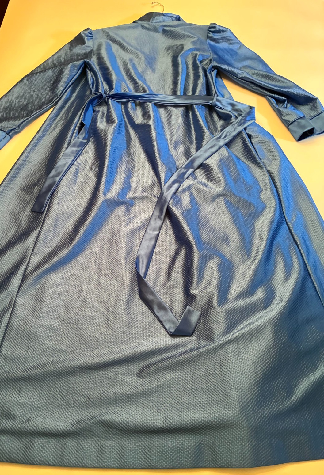 Vintage VAN RAALTE PEIGNOIR SET Medium ROYAL BLUE Sweep GOWN Long ROBE Lace 0215