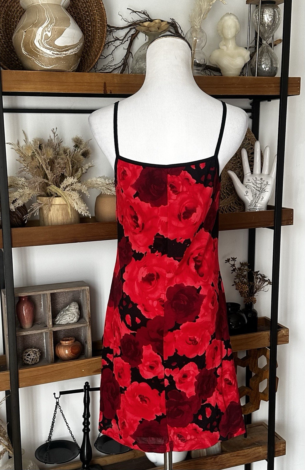 Y2k 90’s Rampage Candy Rocket Red Rose Milkmaid Mini Dress Size Medium
