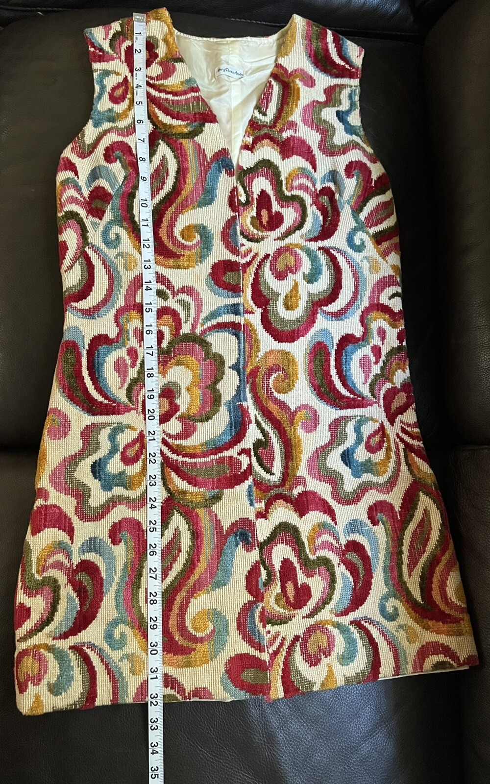 VINTAGE 70’s TAPESTRY OPEN VEST SIZE 7-8 TUNIC LINED SLEEVELESS HIPPIE RARE FIND