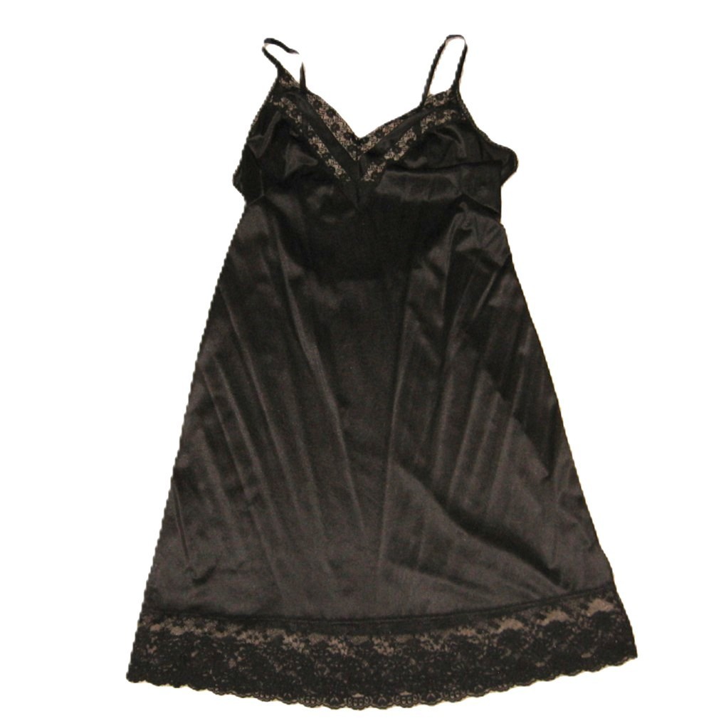 Vintage Ashley Taylor Full Slip Size 36 Sexy Black Lace Antron III Nylon USA