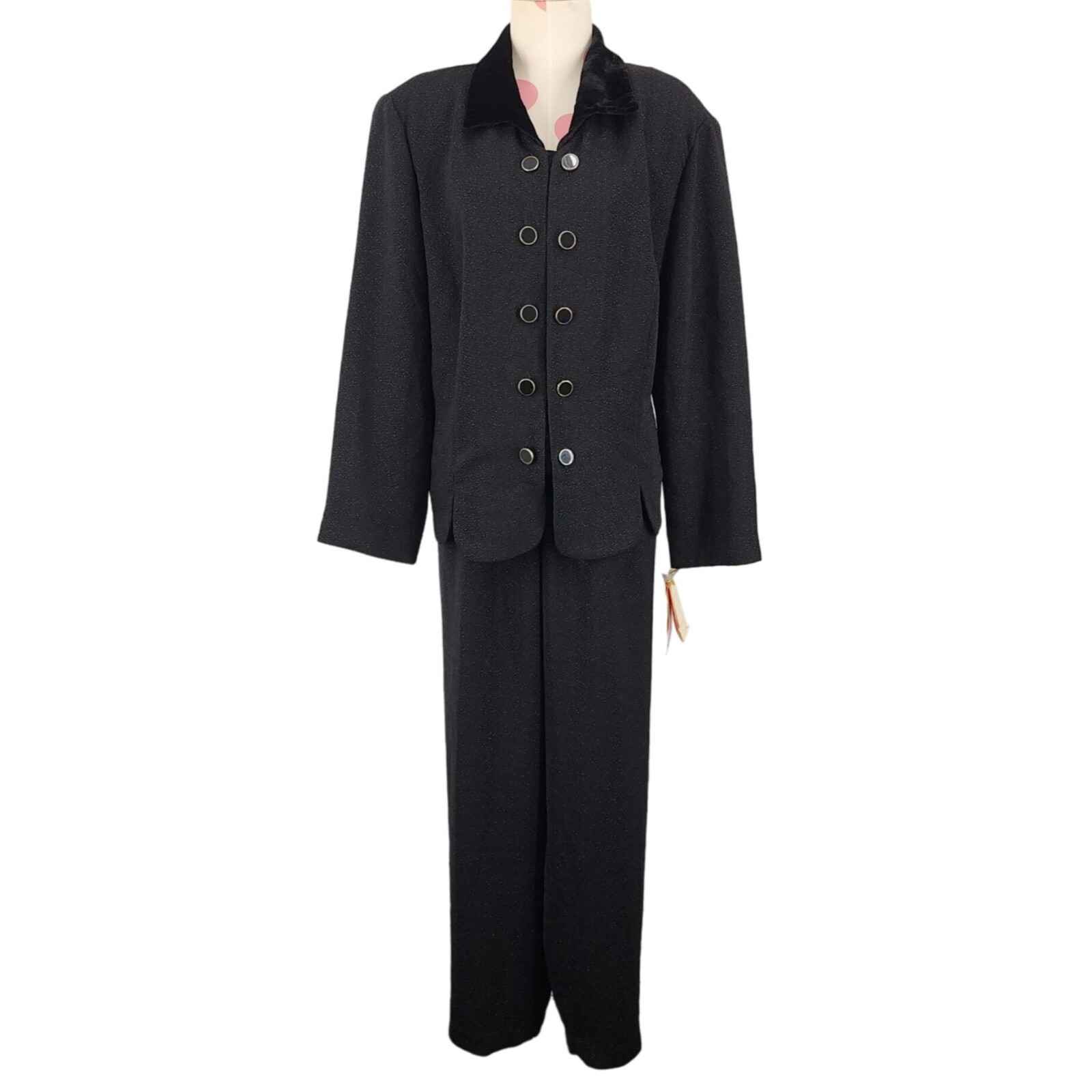 Women’s Vintage Leslie Fay Joan Leslie Pants Suit NOS Black Plus Petite 18WP