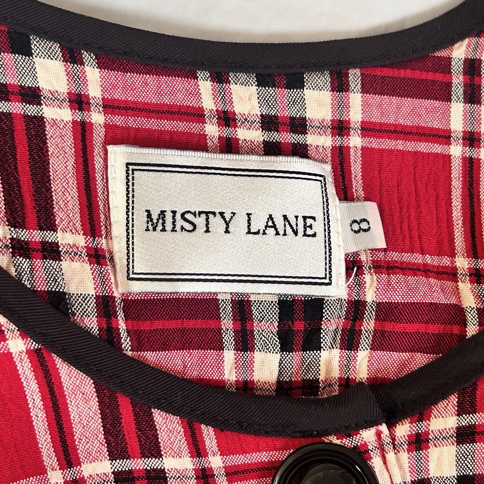 Misty Lane Vintage Red Plaid Midi Dress Size 8 Union Made USA Ralph Lauren Xmas