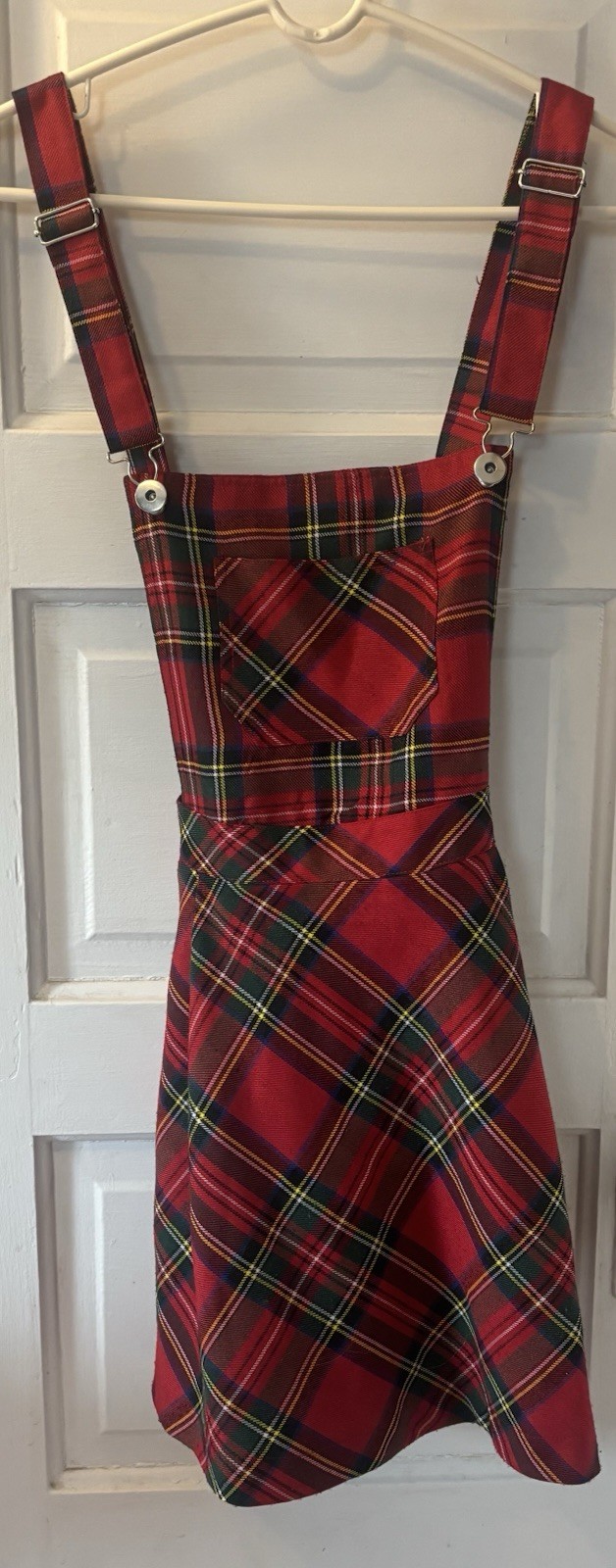 VTG Y2K Red Black Multi Color Plaid Preppy Goth Mini Skirt Apron Skater Grunge