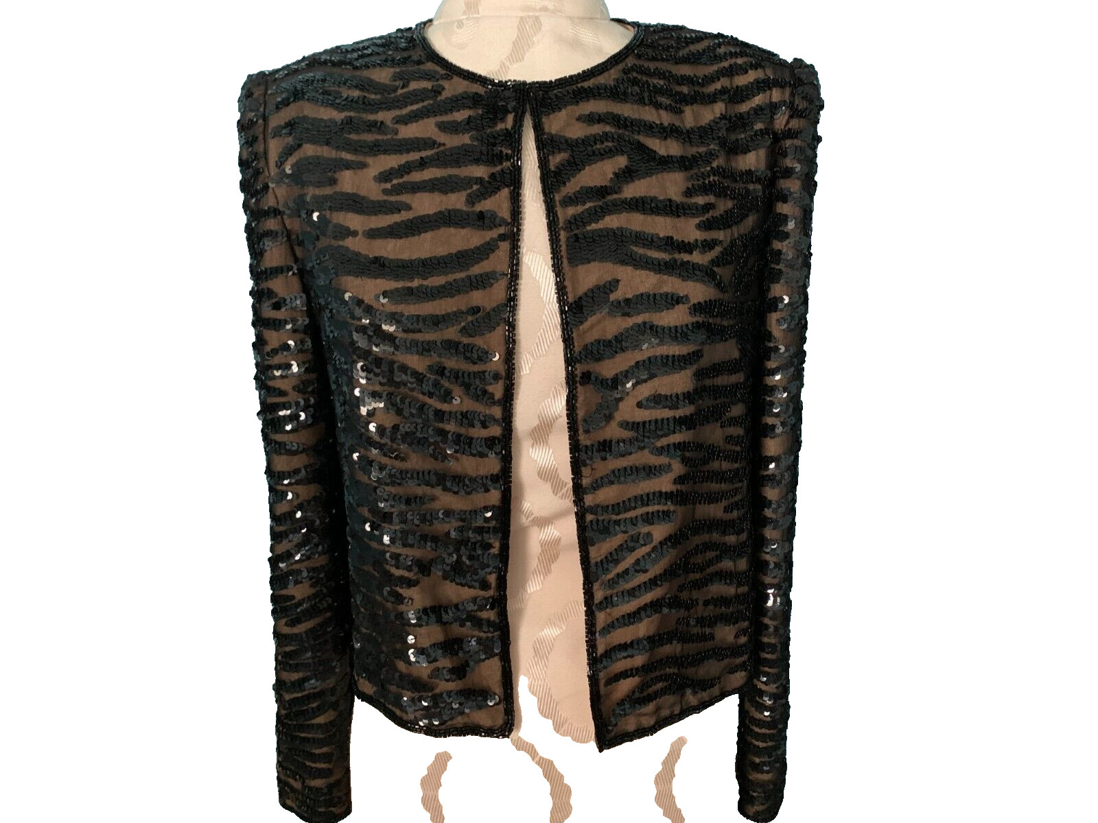 VTG ANDRETTA DONATELLO Jacket Black Sequin Gold Lined Long Sleeve Women’s Top XS