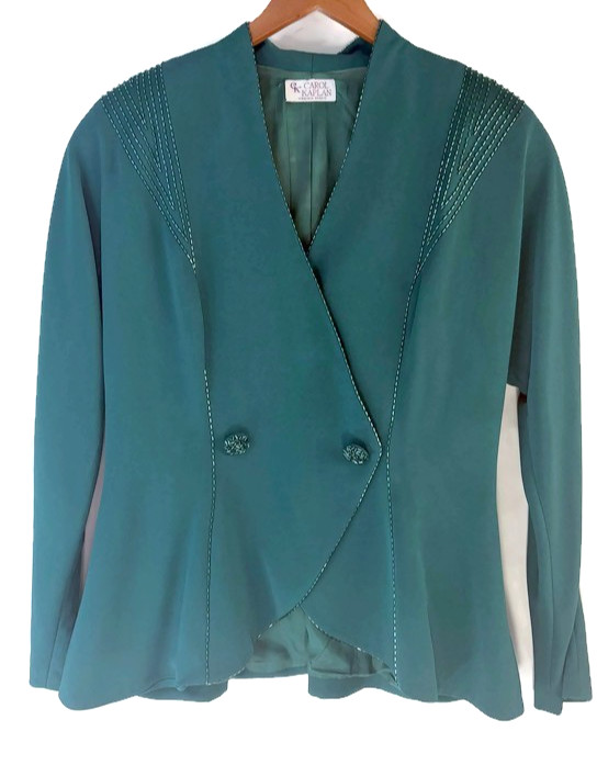 Vintage Beaded Emerald Skirt Suit & Shoes – 80s/90s Style – Costume TV Theater