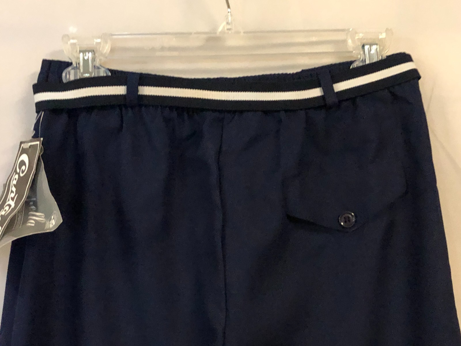 Vintage 70s Cantada Navy Blue Polyester Pants Size 28″-30″ Waist x 29″ Inseam