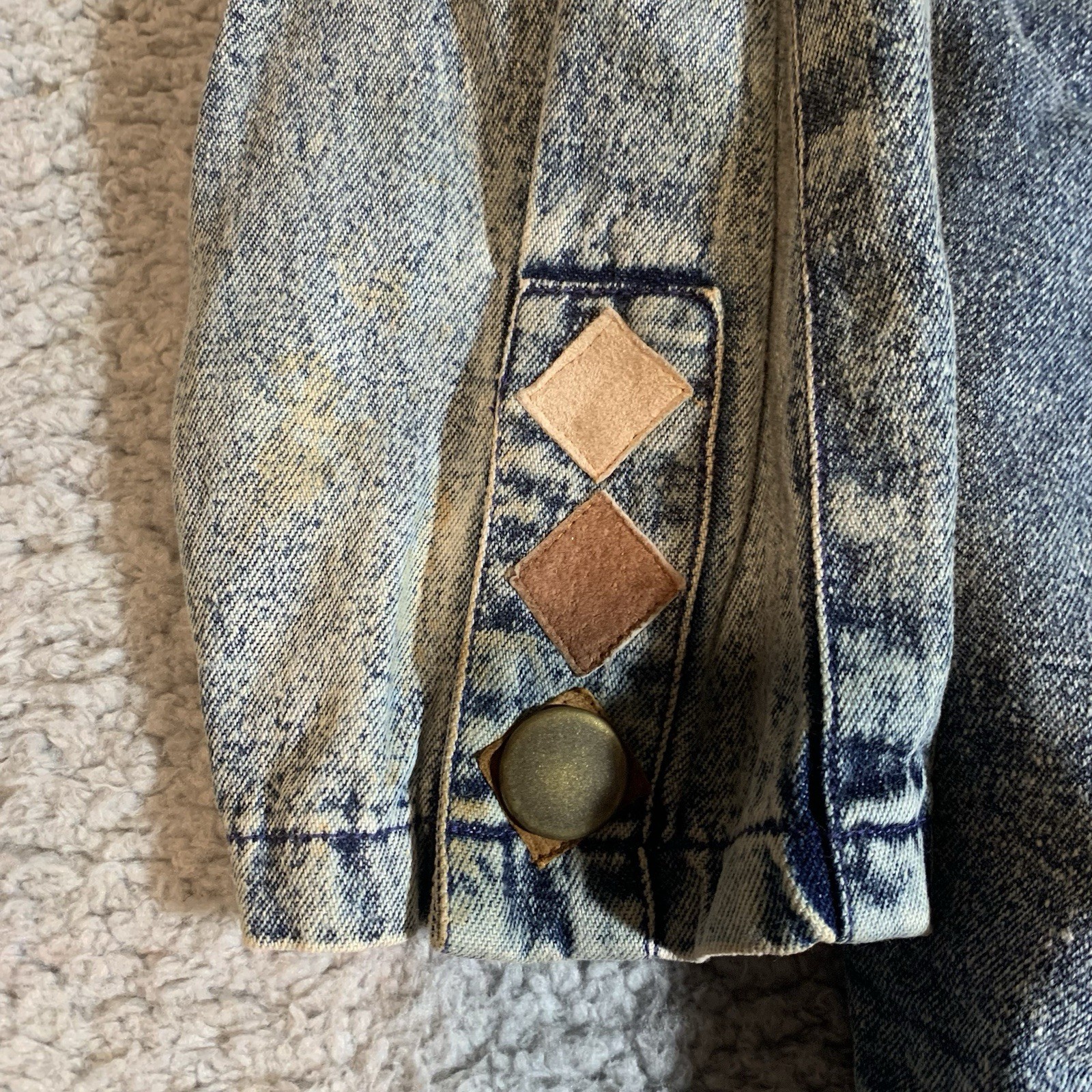 Vintage Camarim Denim Skirt Set 80s Acid Wash Jacket Western Patchwork Size 6