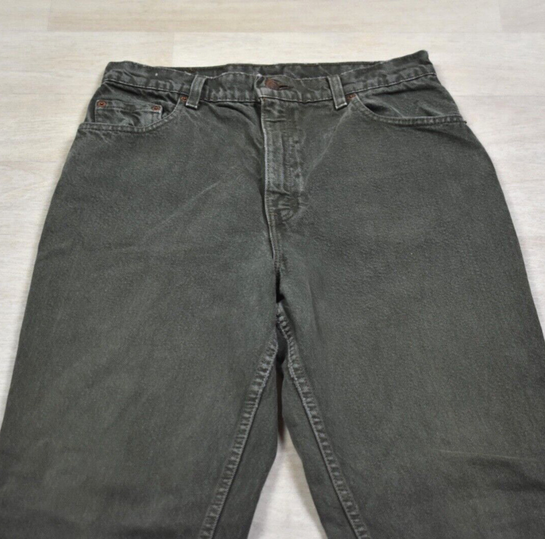 90s Levis 551 Womens Green Relaxed Fit Tapered Leg Denim Jeans 30″ Waist VTG