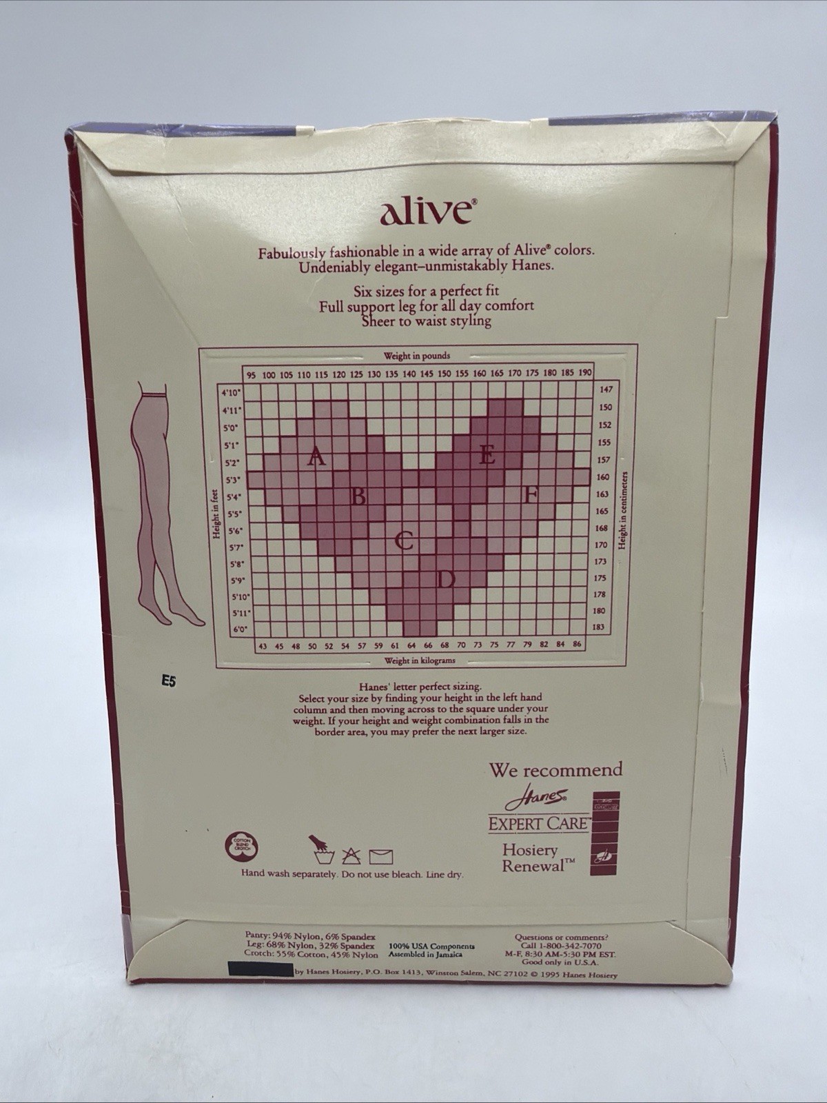 Vtg Hanes ALIVE Full Support Pantyhose South Pacific Sandalfoot Sz C Style 811