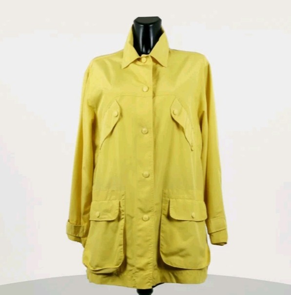 Vintage KRIZIA JEANS Woman Overcoat 2/4 Purely 80 Rubberized Yellow Microfiber40