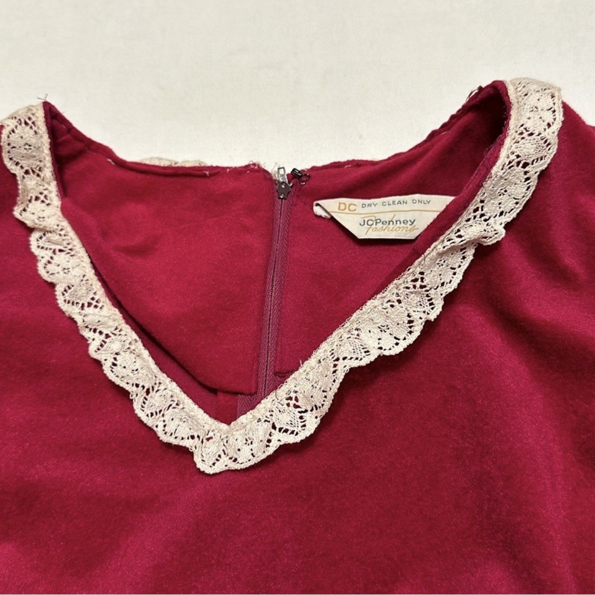 Vintage 1970’s JC Penney Fashions Red Velvet Dress