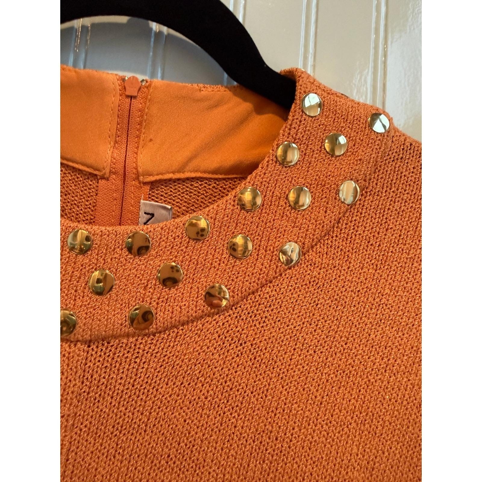 Vintage St. John Evening Santana Knit Dress – Studded Persimmon