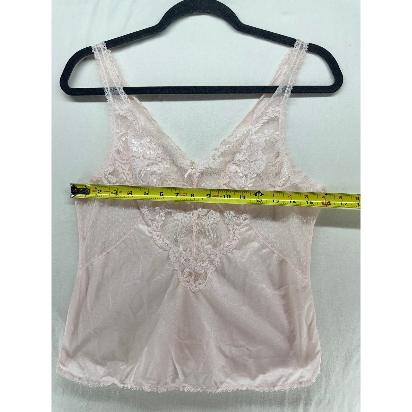 Pandora Vintage Lace Camisole Light Pink Swiss Dot Mesh V-Neck Lingerie Top