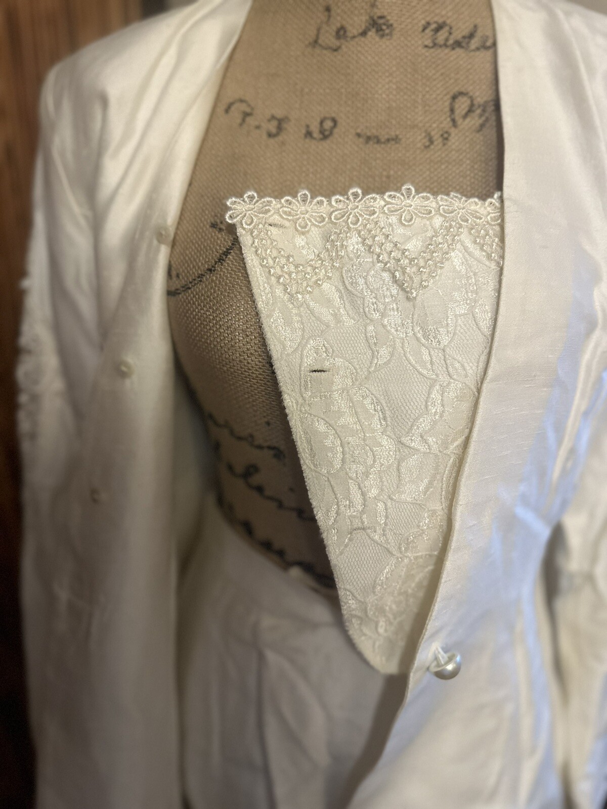 Jessica McClintock Vintage White Lace 2 Pc Wedding Formal Skirt Suit Dress Sz8