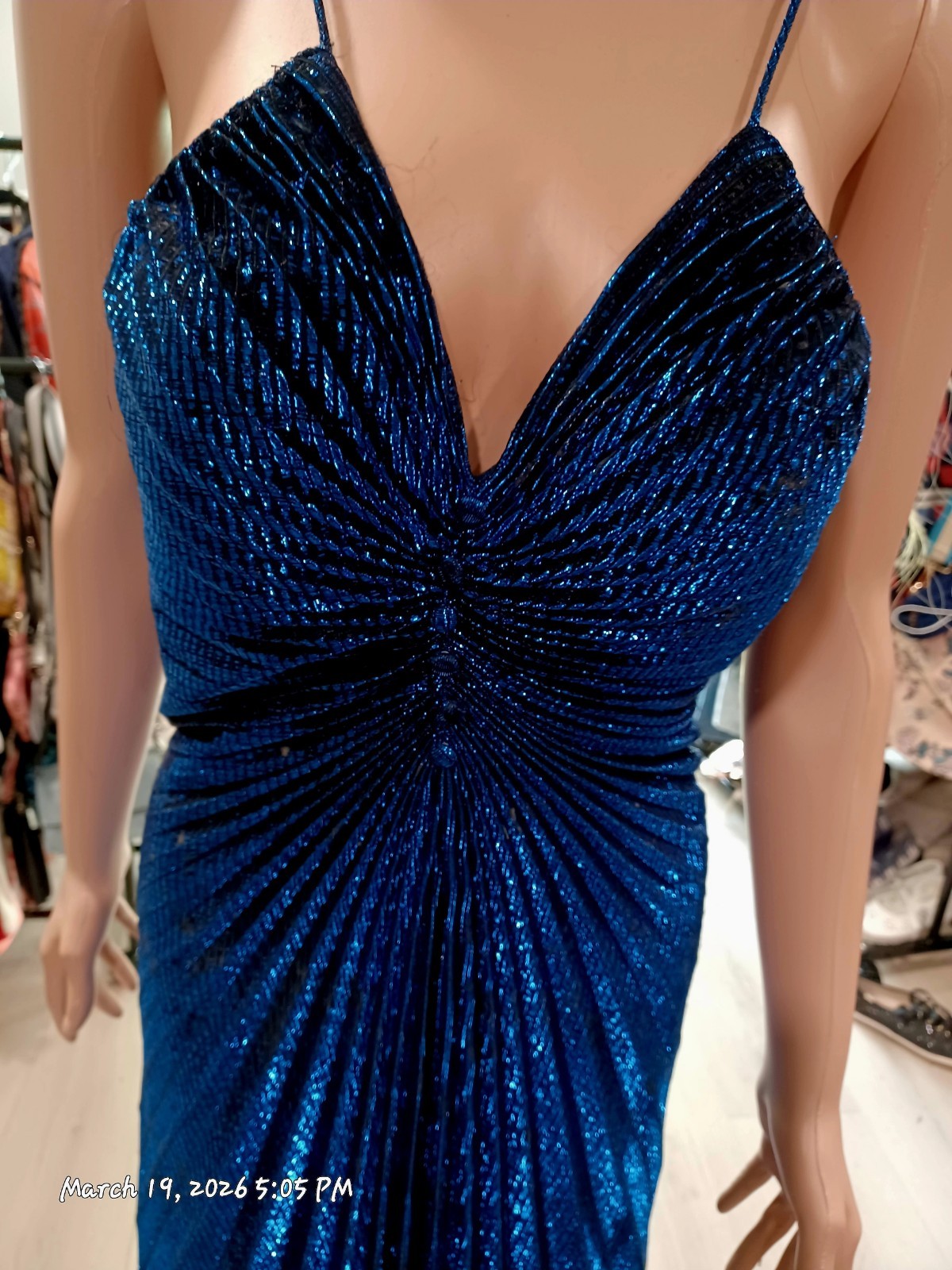 electric blue metallic vintage cocktail dress