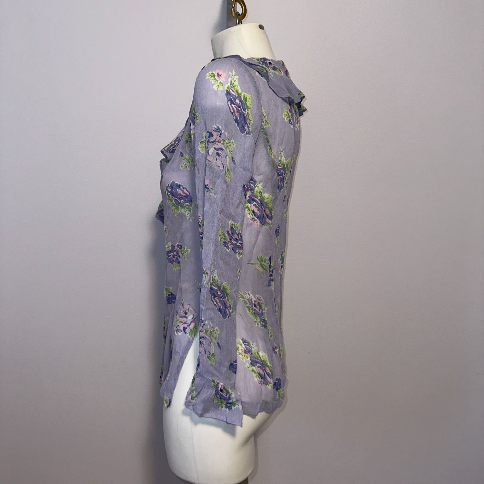 Vintage 90s Express Lavender Purple Blouse Ruffle Fairycore Soft Girl Grunge M