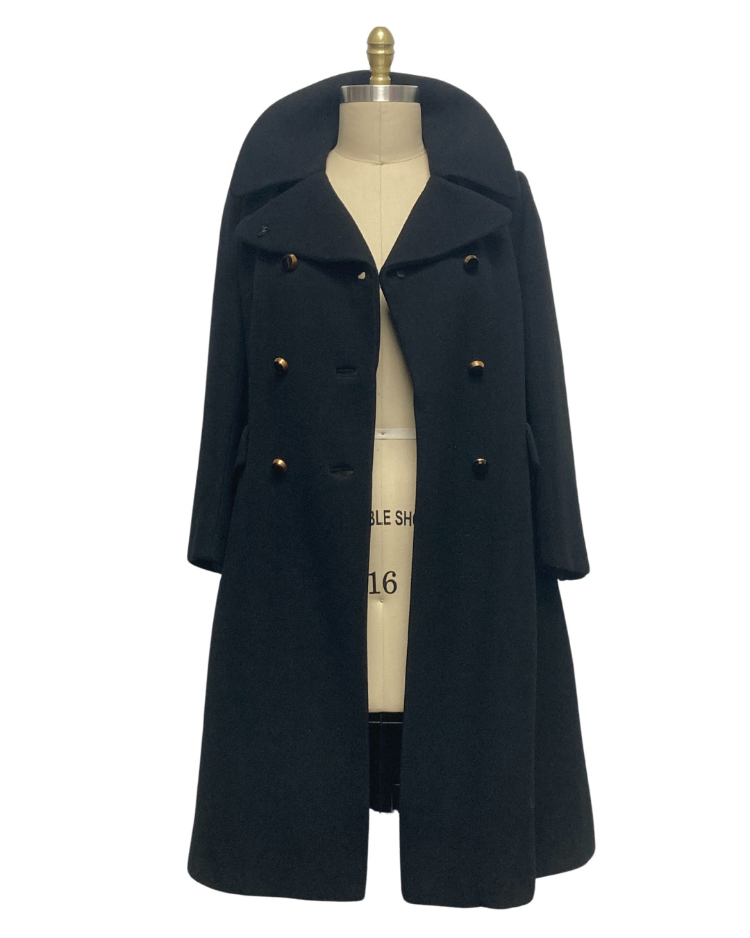 Vintage 1960s Women’s Black Wool Trench Coat | 1960s Black Coat