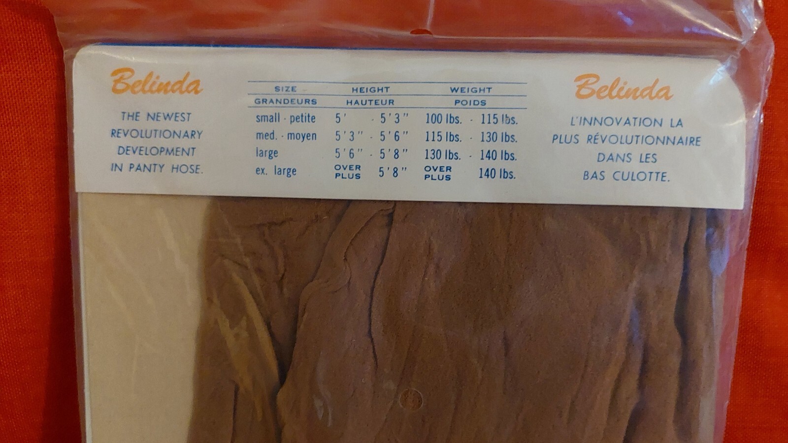 Vintage Pantyhose Very Rare Belinda Pantyhose Color Beige Size XXXL BOTW1
